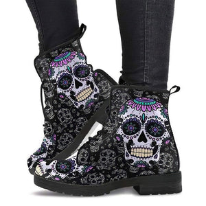 Sugar Skull Leather Boots