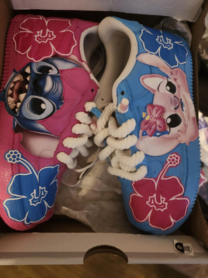Pink And Blue ST Hand Painted Shoes