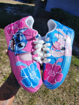 Pink And Blue ST Hand Painted Shoes