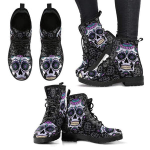 Sugar Skull Leather Boots