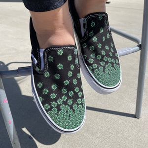 Lucky Four Leaf Clover Flower SLIP-ON SHOES
