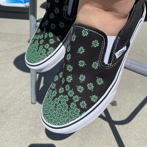 Lucky Four Leaf Clover Flower SLIP-ON SHOES