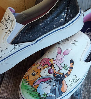 Bear Custom Slip-on, Hand painted shoes