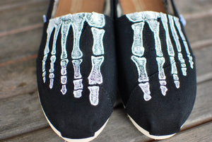 Custom Hand Painted  Skeleton  SLIP-ON
