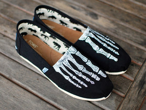 Custom Hand Painted  Skeleton  SLIP-ON