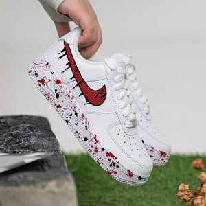 Custom Black Drips  Hand Painted Red Splash Shoes