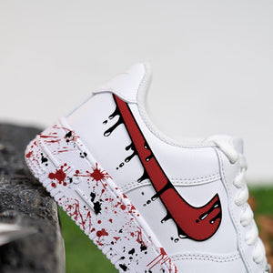 Custom Black Drips  Hand Painted Red Splash Shoes