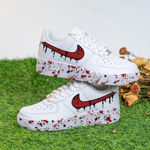 Custom Black Drips  Hand Painted Red Splash Shoes