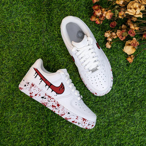 Custom Black Drips  Hand Painted Red Splash Shoes