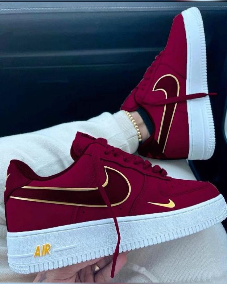 Swoosh Red Hand Painted Shoes AF1203