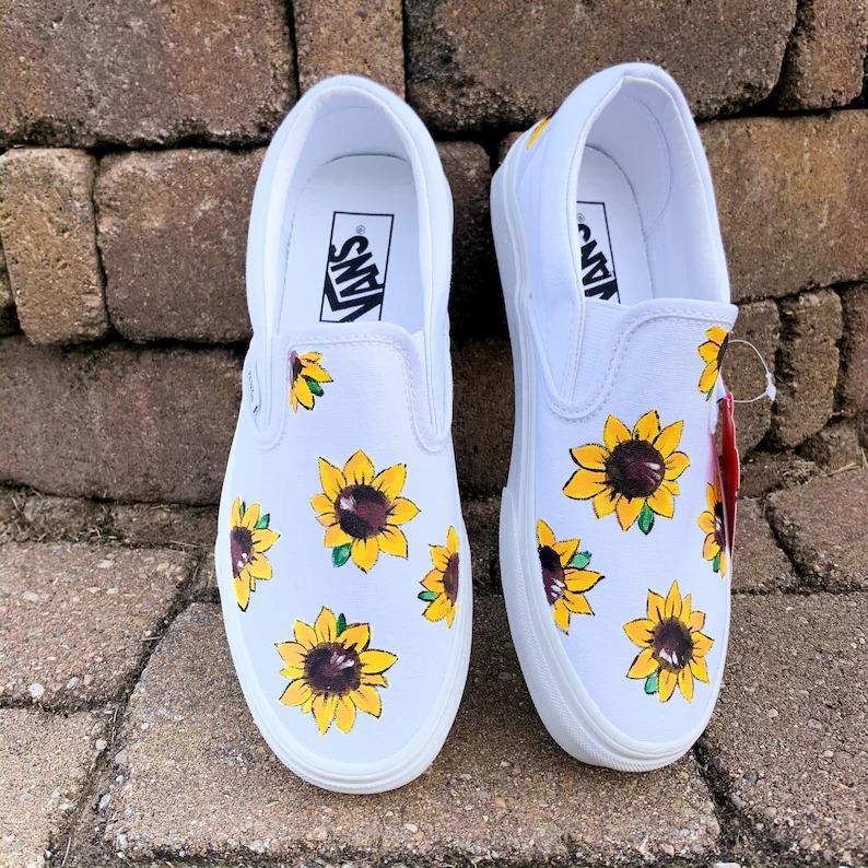 Custom Sunflower Slip-On Shoes