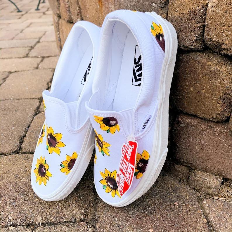 Custom Sunflower Slip-On Shoes