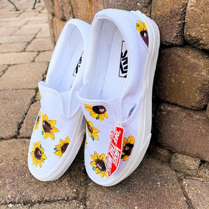 Custom Sunflower Slip-On Shoes