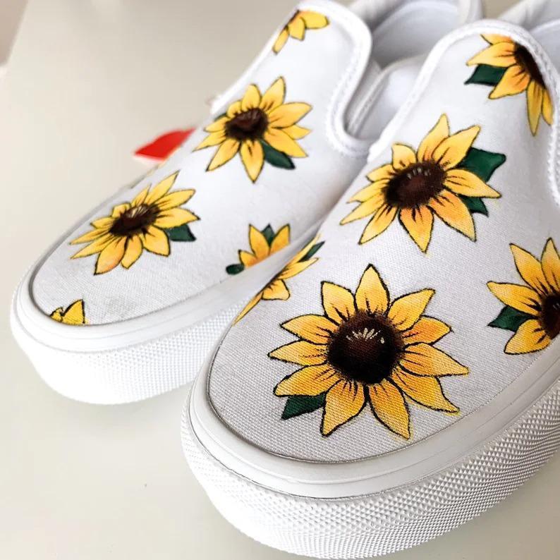 Custom Sunflower Slip-On Shoes
