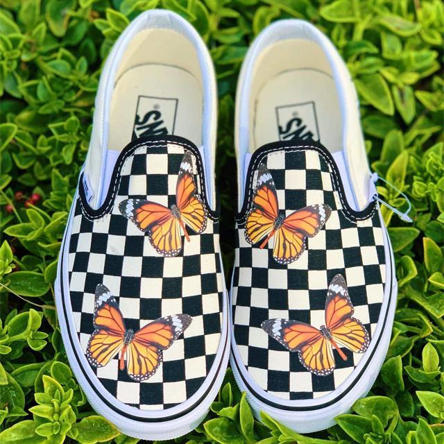 Monarch Butterfly Checker Slip On