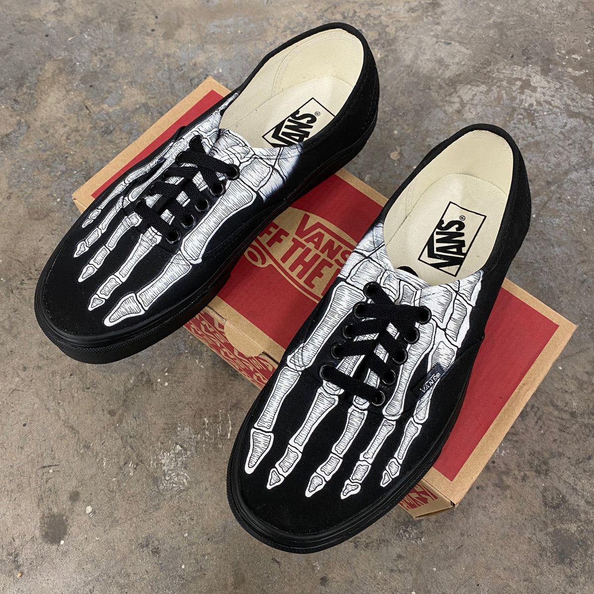 Custom Shoes All Black Skeleton Boney Feet