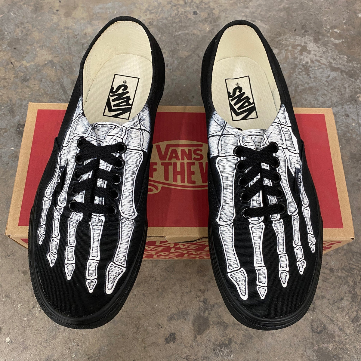 Custom Shoes All Black Skeleton Boney Feet