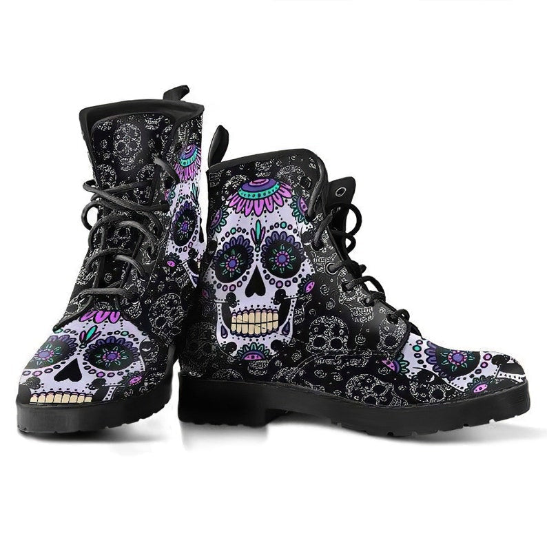 Sugar Skull Leather Boots
