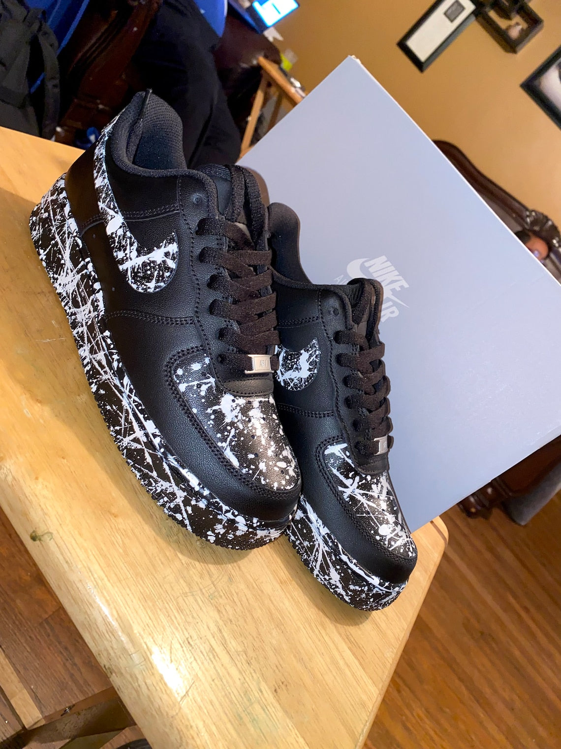Custom White Splatter Sneakers, Hand Painted Shoes