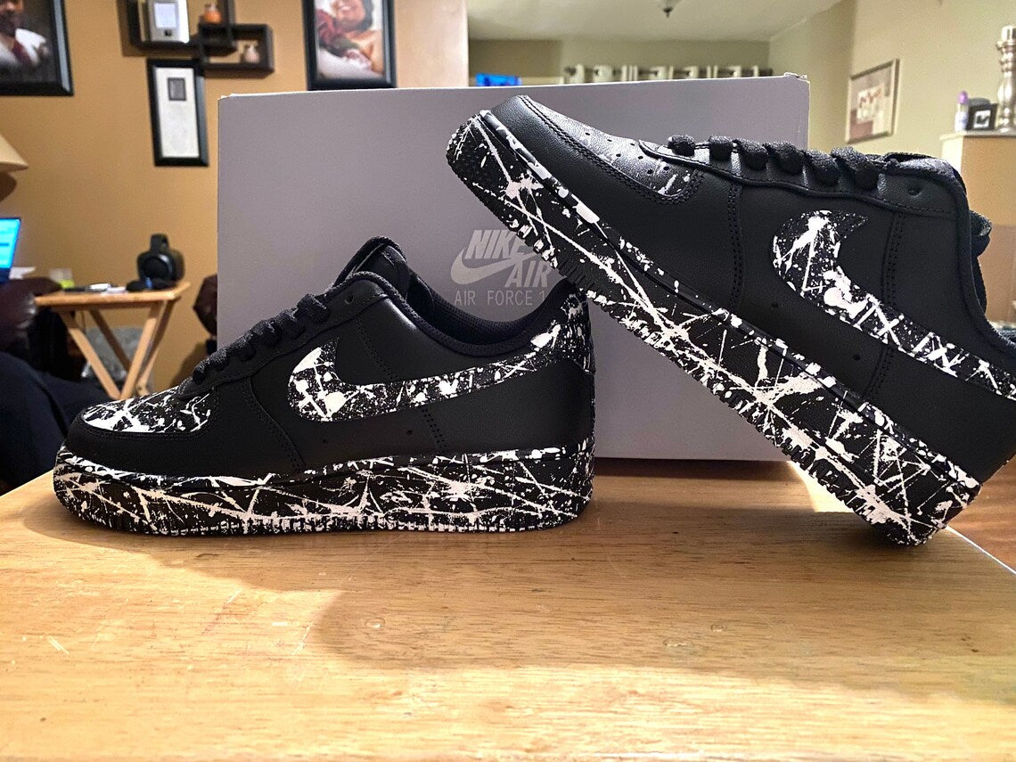 Custom White Splatter Sneakers, Hand Painted Shoes