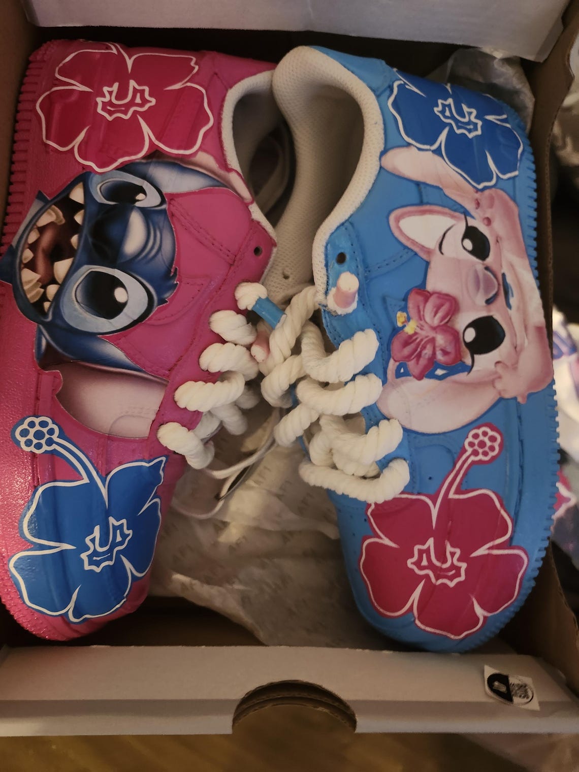 Pink And Blue ST Hand Painted Shoes