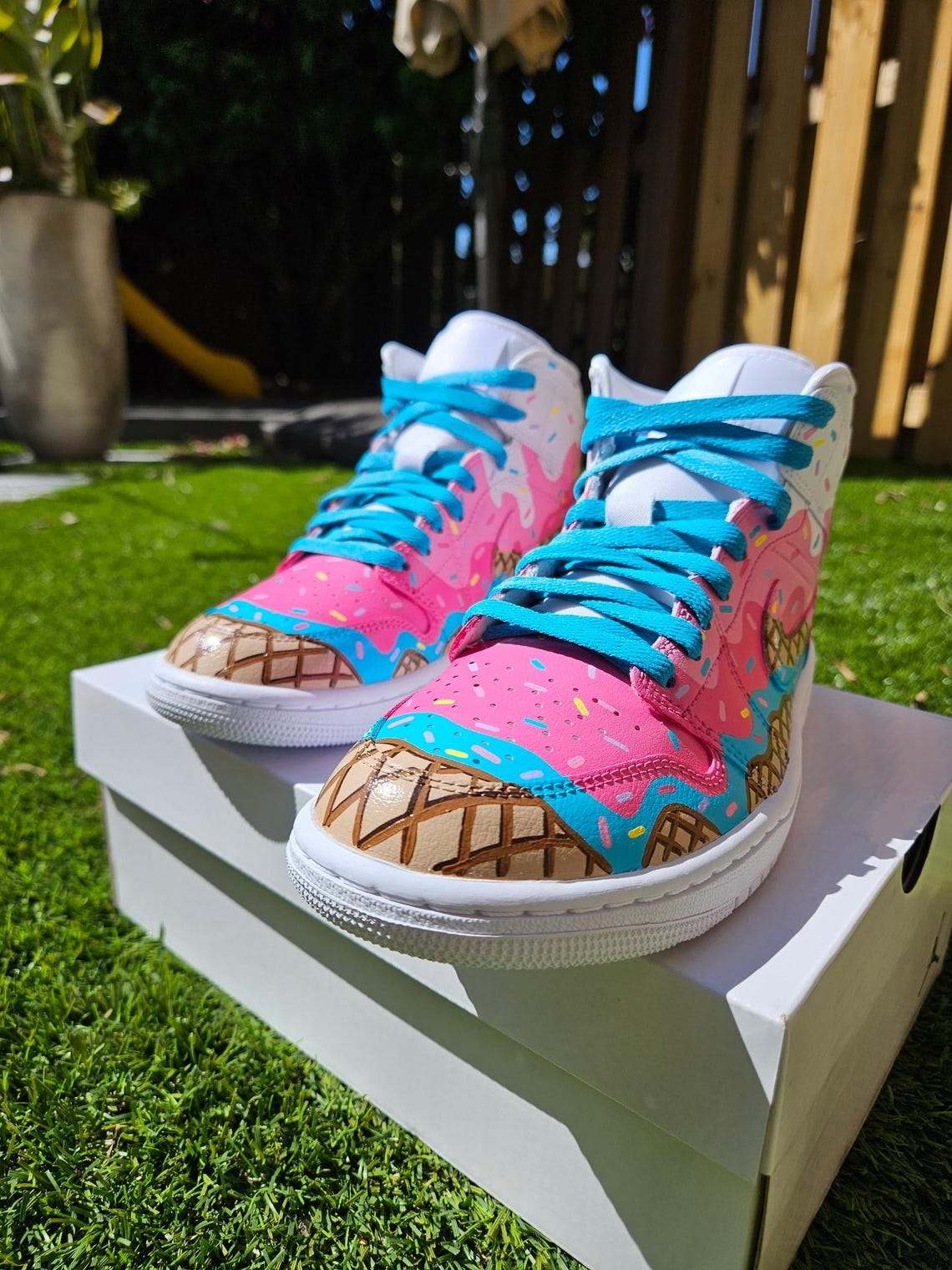 ICE CREAM DRIP hand painted Jd1s Sneakers