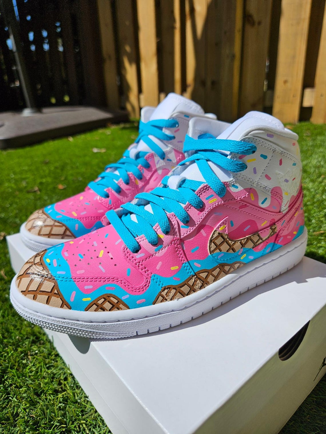 ICE CREAM DRIP hand painted Jd1s Sneakers