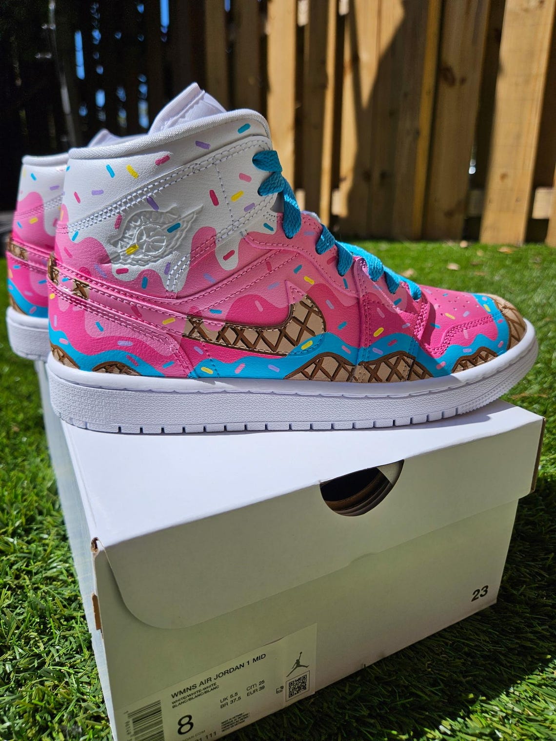 ICE CREAM DRIP hand painted Jd1s Sneakers