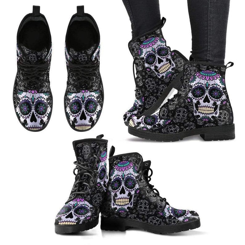 Sugar Skull Leather Boots
