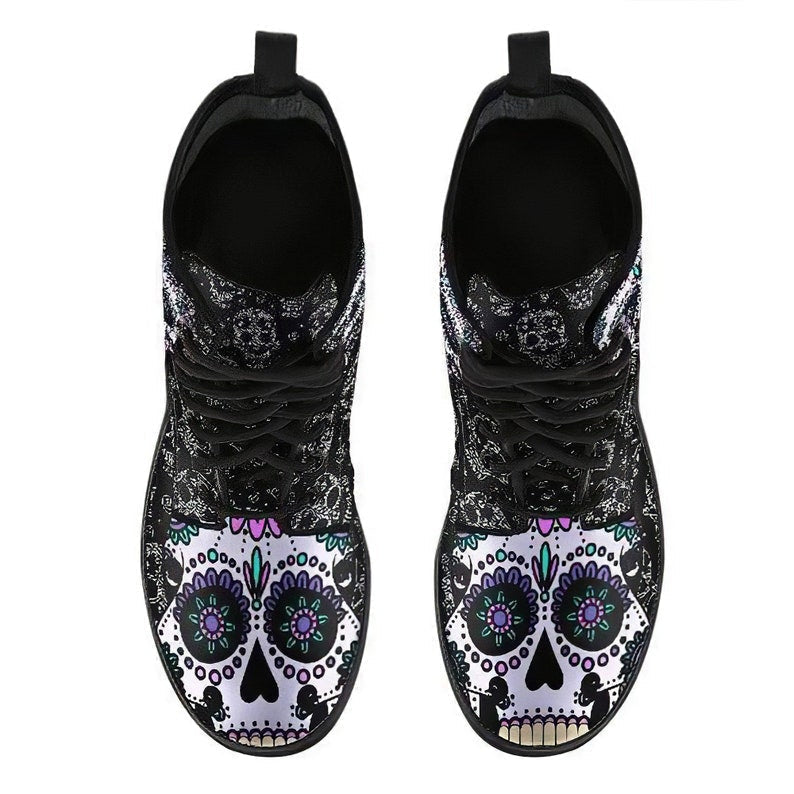 Sugar Skull Leather Boots