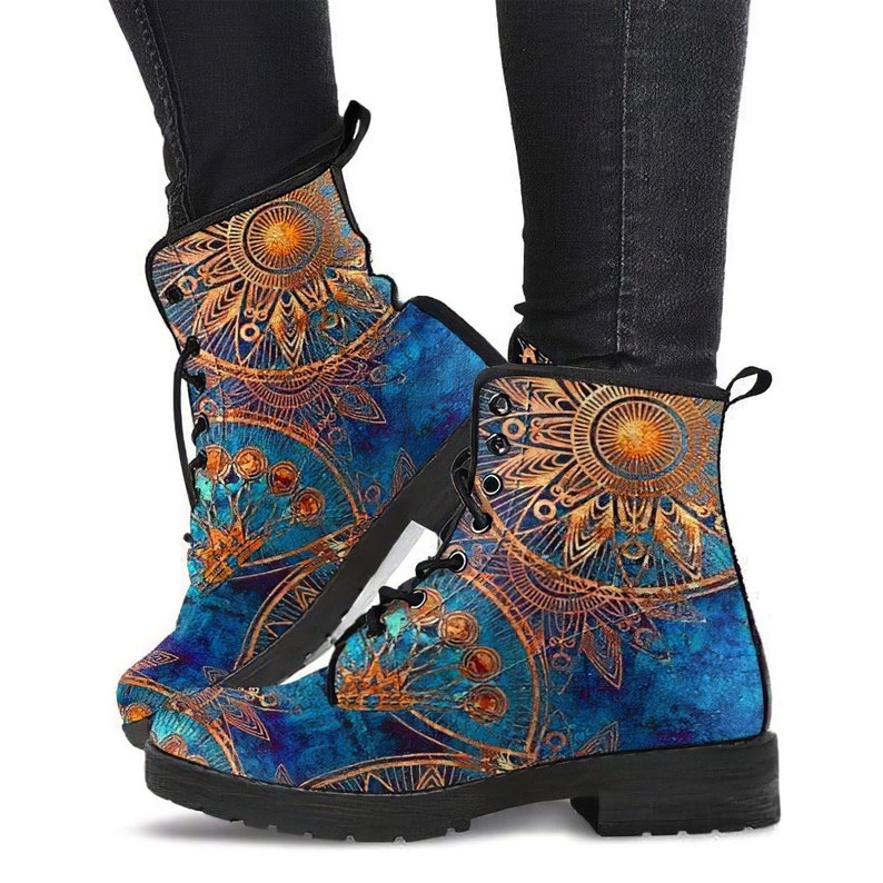 Blue Gold Ankle Boots