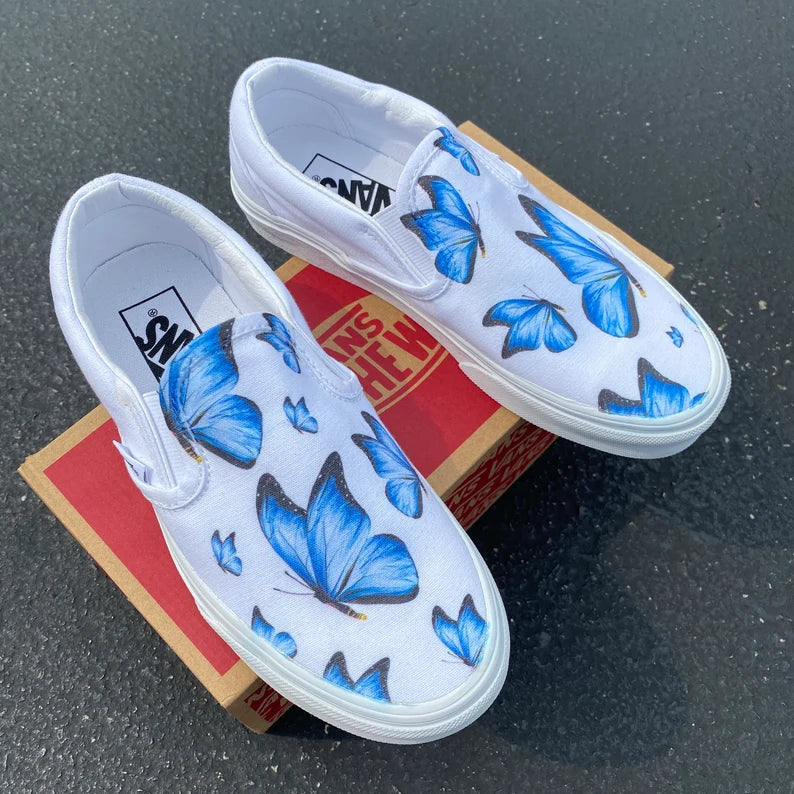 Blue Butterfly Slip On - LIMITED EDITION