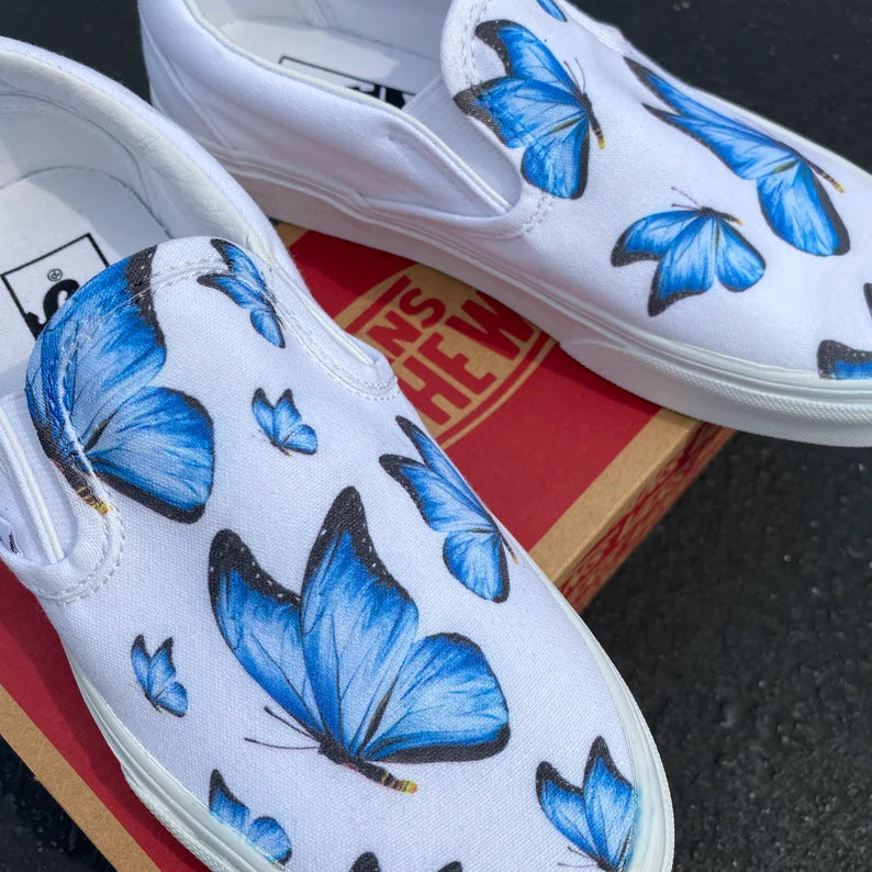 Blue Butterfly Slip On - LIMITED EDITION