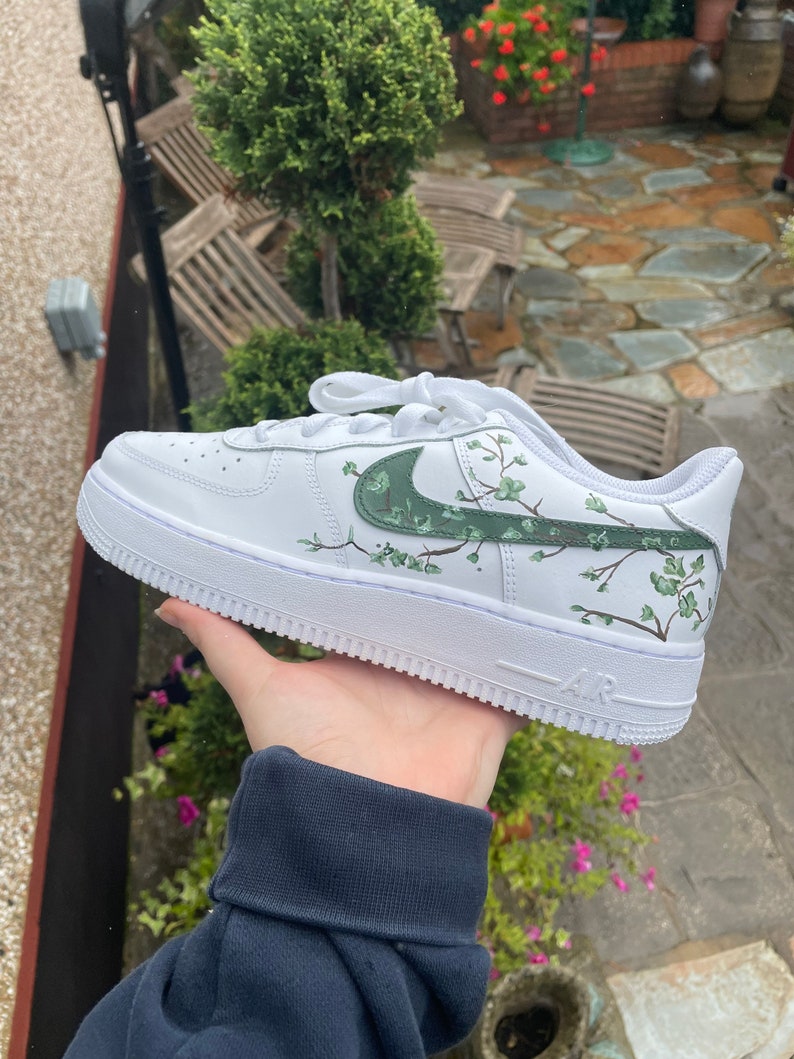 Custom Green Cherry Blossom Shoes