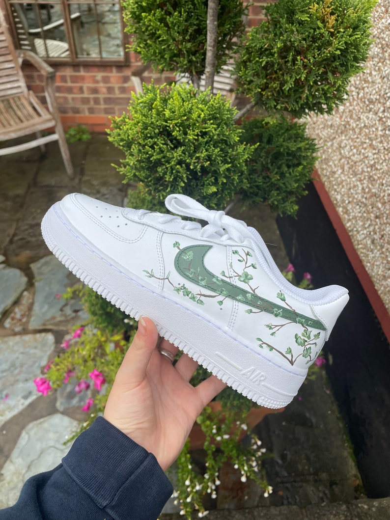 Custom Green Cherry Blossom Shoes