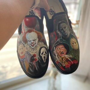 Horror themed shoes, hand painted
