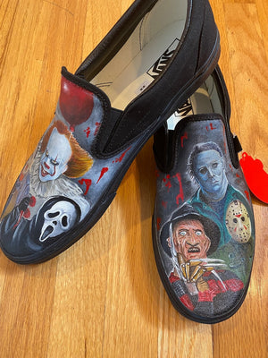 Horror themed shoes, hand painted