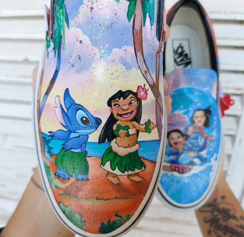 Ohana custom shoes, hand painted slip-on