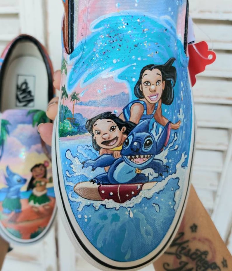 Ohana custom shoes, hand painted slip-on