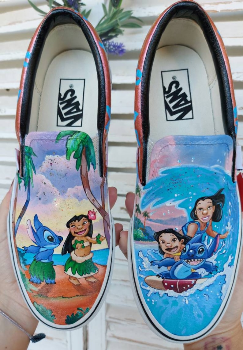 Ohana custom shoes, hand painted slip-on