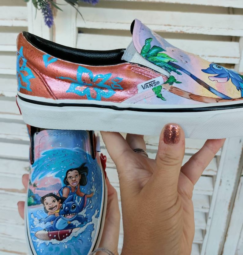 Ohana custom shoes, hand painted slip-on
