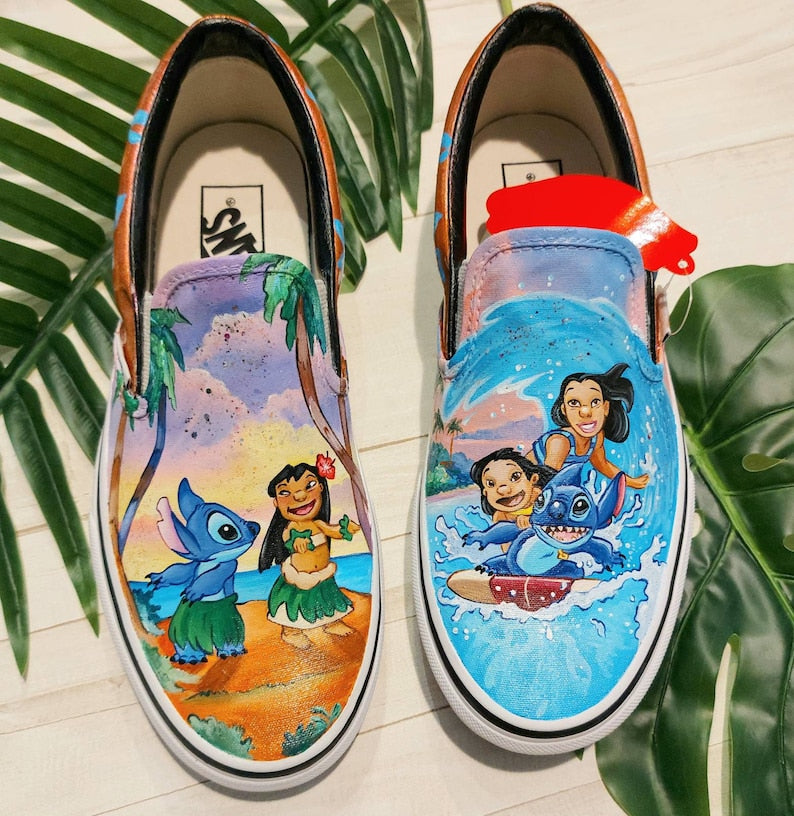 Ohana custom shoes, hand painted slip-on