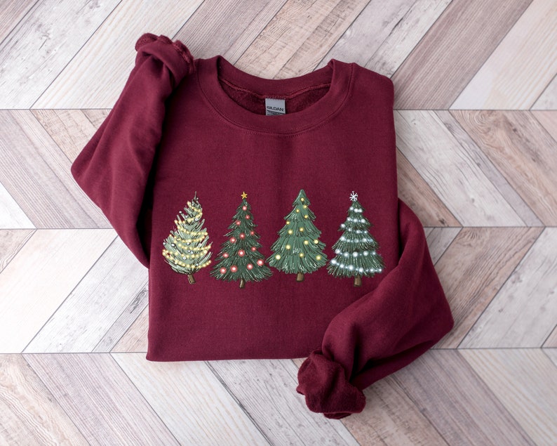Christmas Trees Sweatshirt,Christmas Cozy Winter Sweater