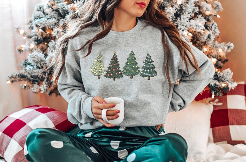 Christmas Trees Sweatshirt,Christmas Cozy Winter Sweater