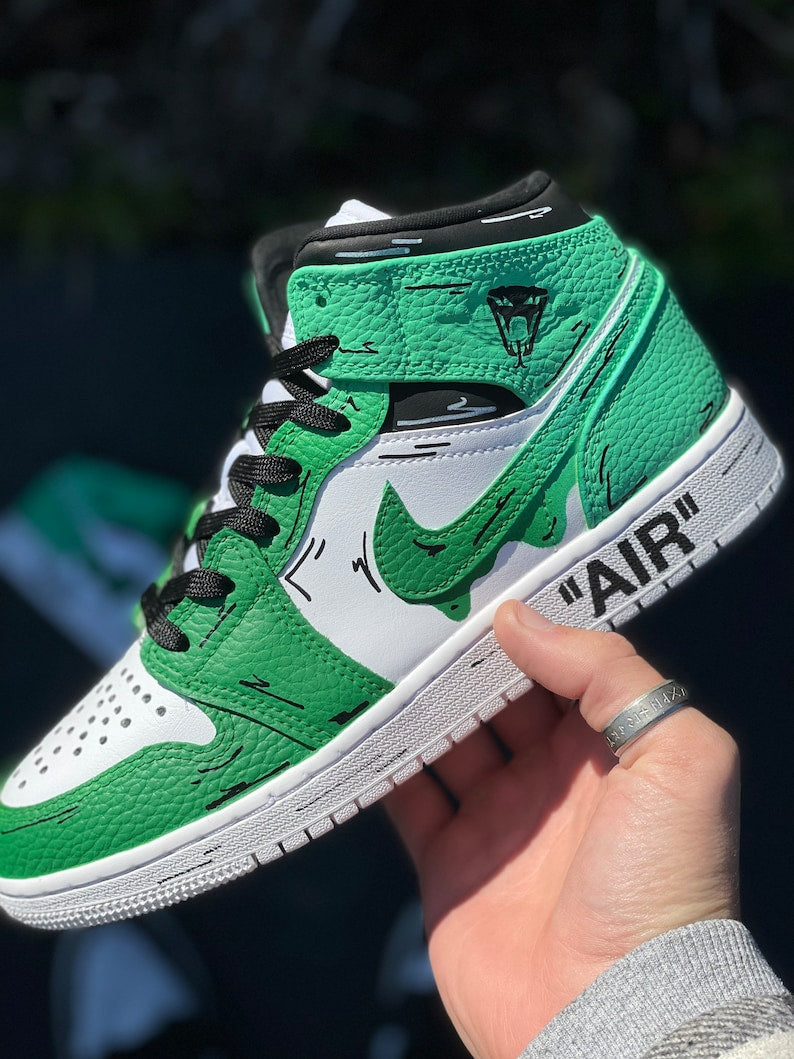 Green Fade Custom Jd1s Shoes