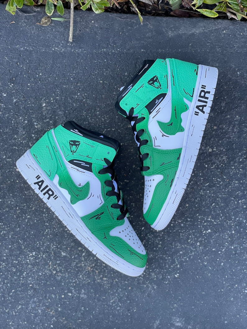 Green Fade Custom Jd1s Shoes