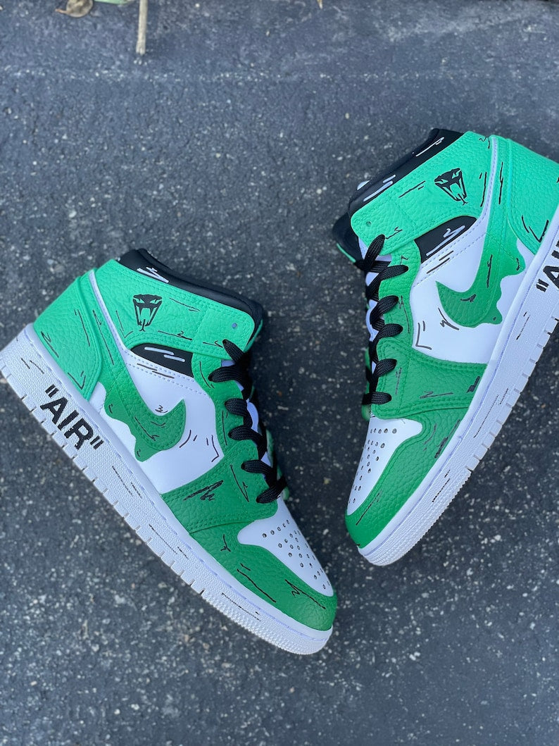 Green Fade Custom Jd1s Shoes