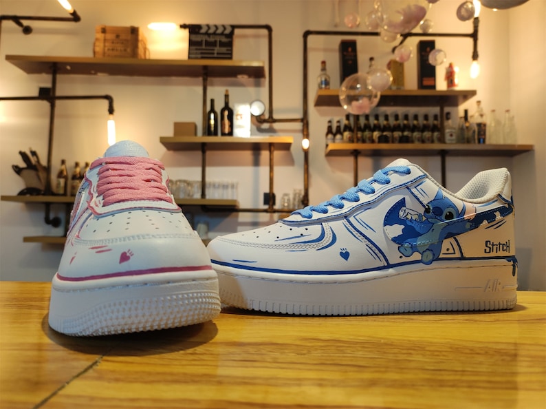 Customized Pink and Blue Sneakers