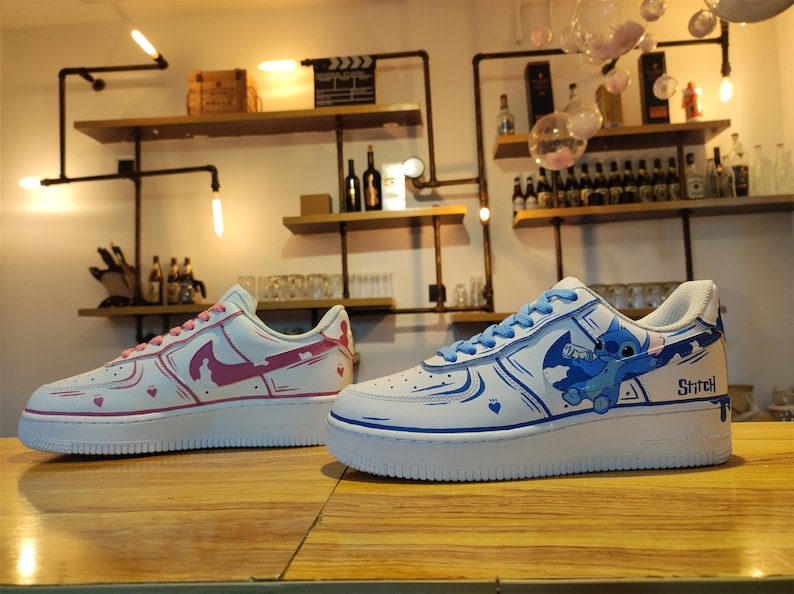 Customized Pink and Blue Sneakers
