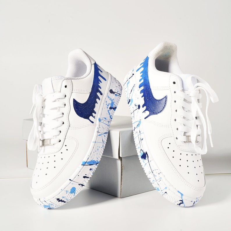 HandPainted Blue Drip Custom Shoes